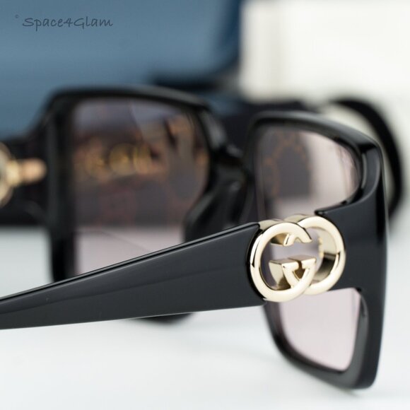 Gucci Women Sunglasses Black Pink Mirror Logo Square GG1692S 006 BRAND NEW main image 7